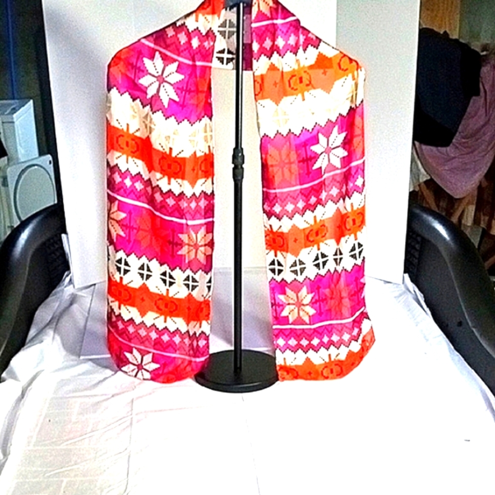 Cejon Vibrant Scarf with Geometric Patterns 30" X 10"